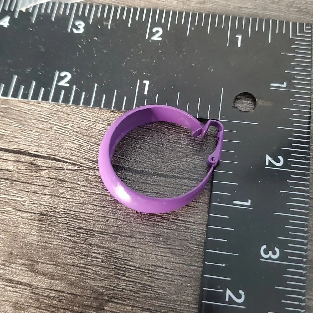 Purple Hoop Earrings Clip On E228